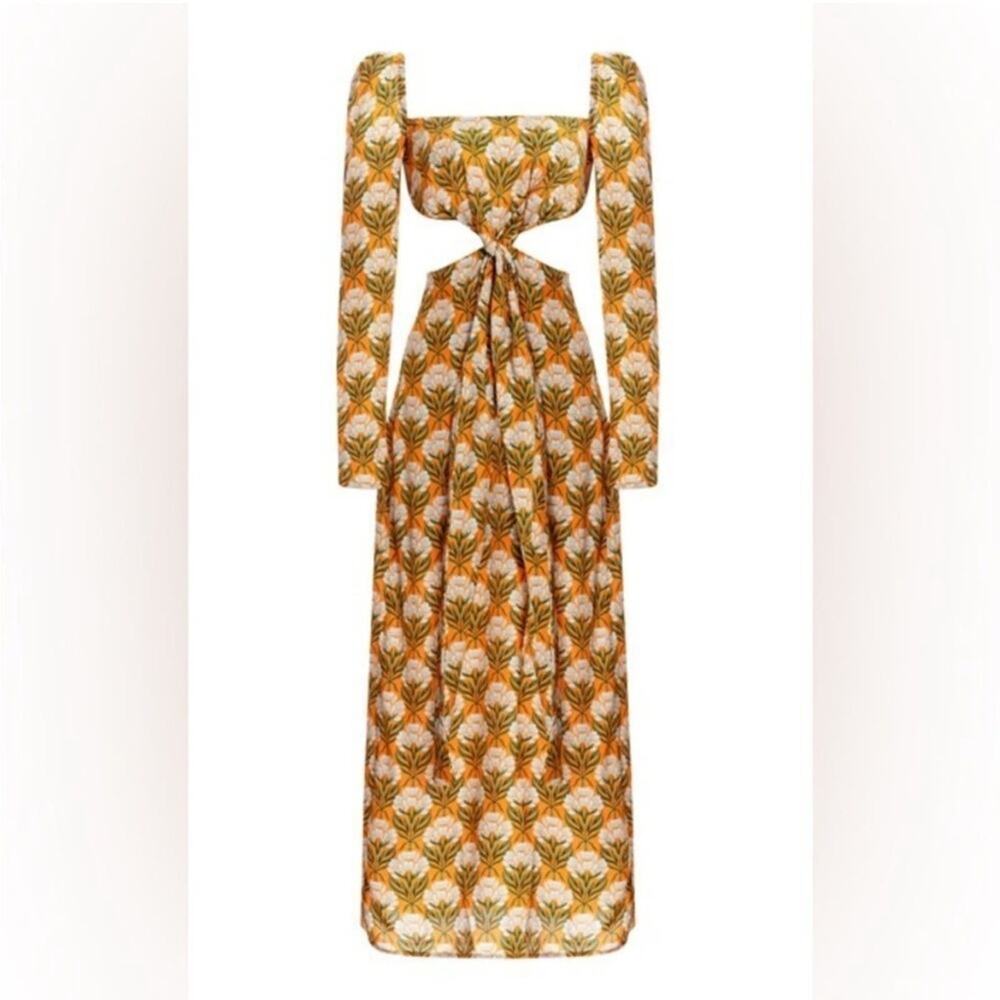 Agua By Agua Bendita Cuarzo Maxi Dress M Long Sleeve Luxury Resort - Picture 4 of 13